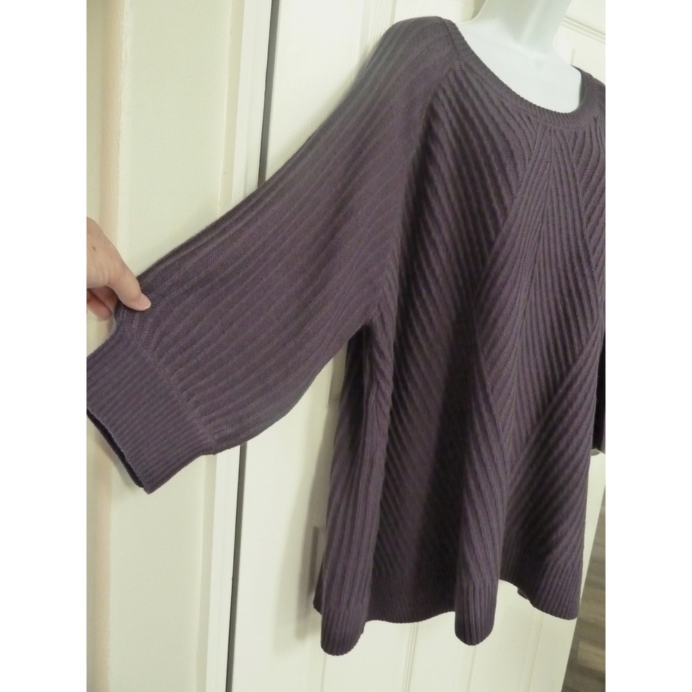 *LOGO, LORI GOLDSTEIN Plus Sz 3X Ribbed Knit Balloon Sleeve Purple Sweater Tunic